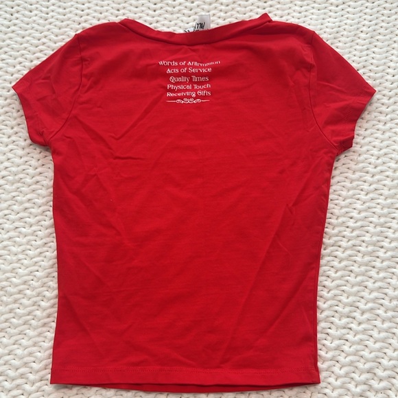 Princess Polly red “love languages” baby tee - Picture 3 of 5